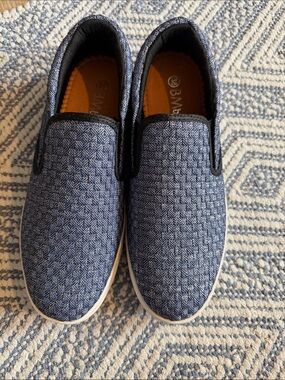 Women's Slip-On Loafers in Blue and White Trim